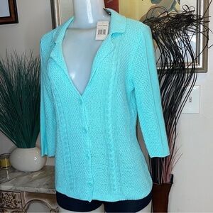Heather B Heath Ceramics Turquoise Knit Cardigan Size M